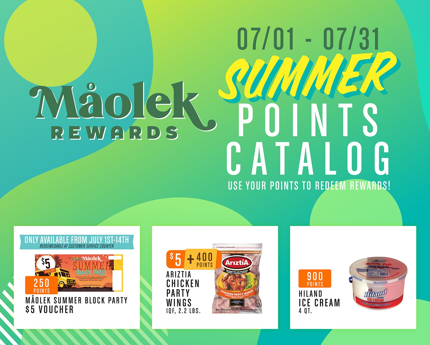 Måolek Reward Points Catalog